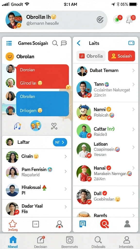 Menu permainan yang beragam dan mudah diakses.