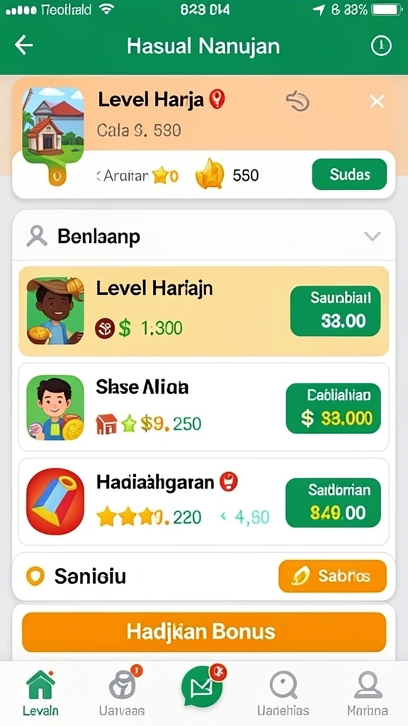 Screenshot menunjukkan berbagai item dan reward menarik.