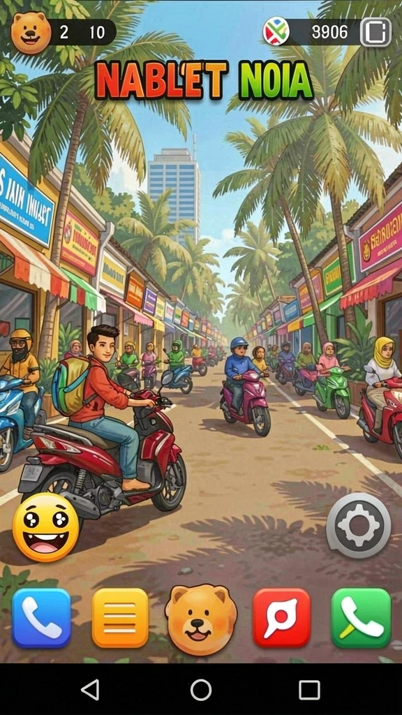 Pemandangan indah dari level tinggi dalam permainan.