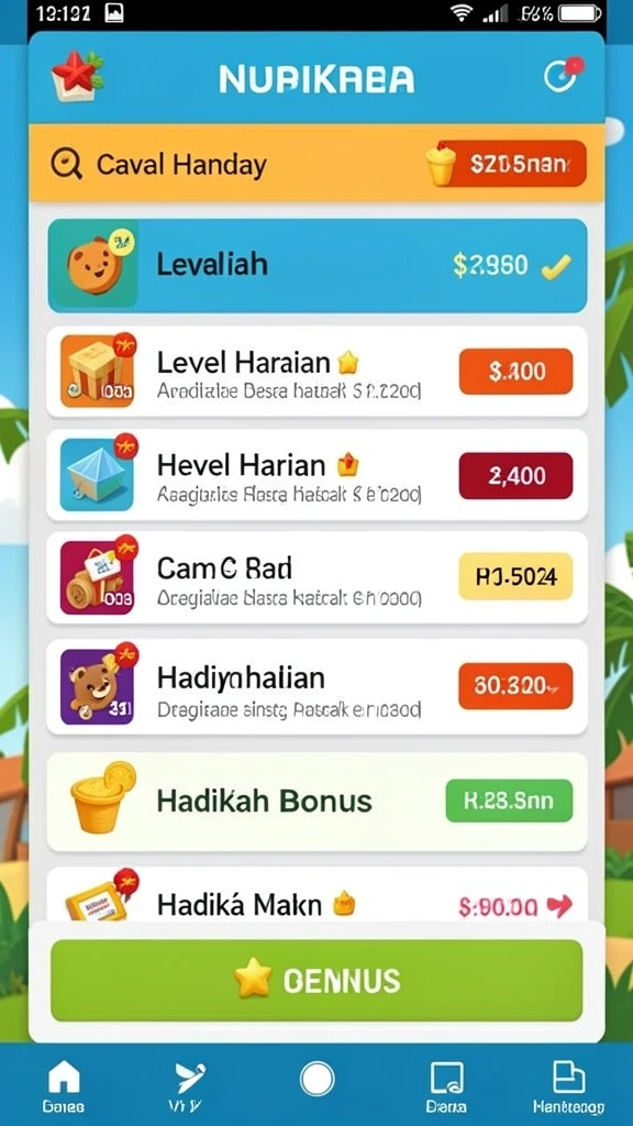 Screenshot menggambarkan fitur bonus yang menarik.